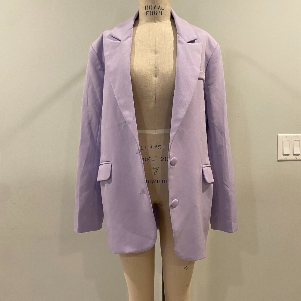 Nasty Gal Collection Shoulder Pad Tailored Longline Blazer in Lavender - Med